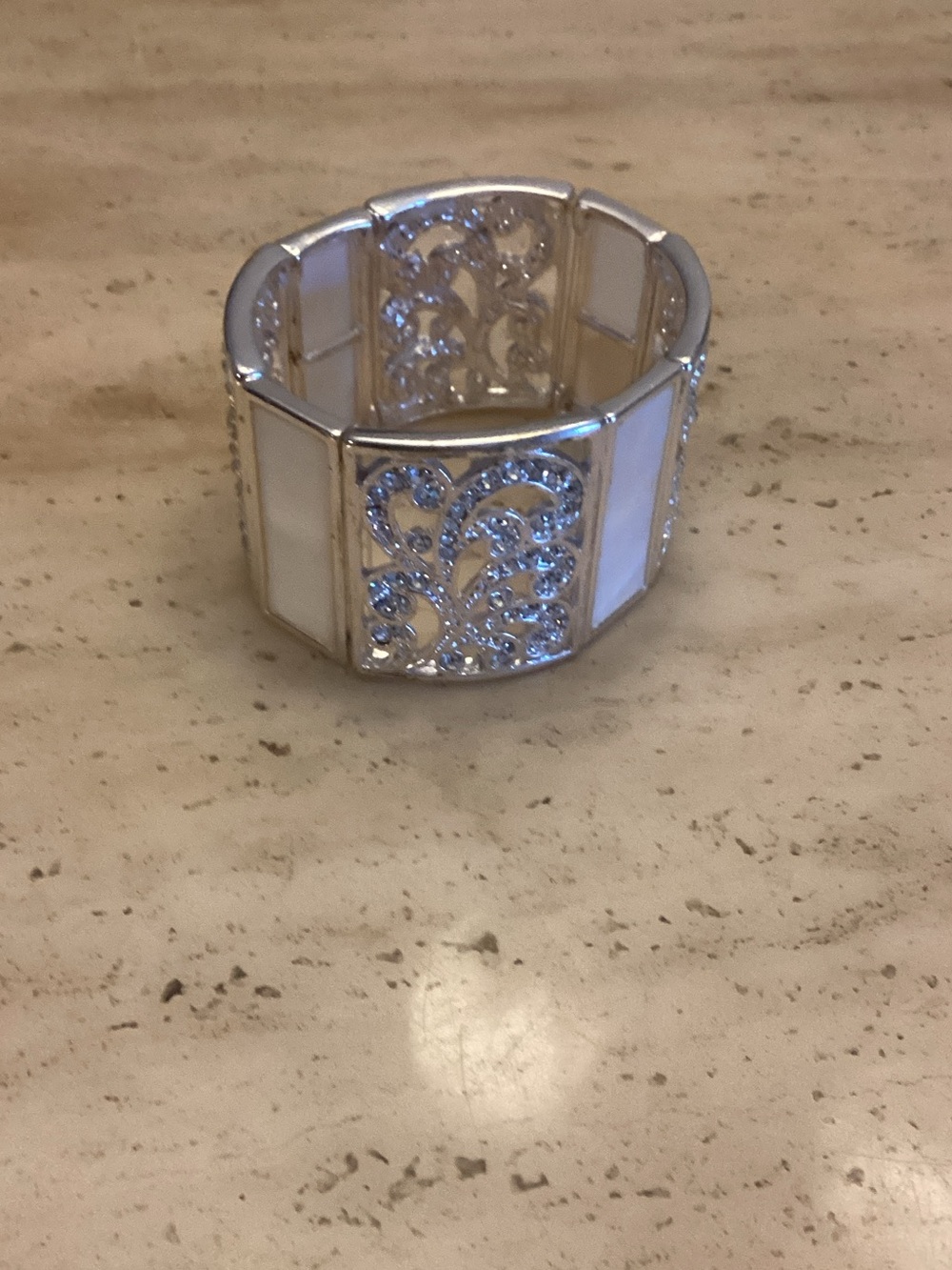 Silver and White Crystal Stretch Bracelet - Women Jewelry